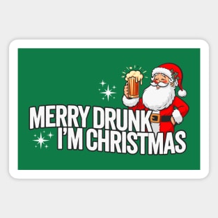 Merry Drunk I'm Christmas - Funny Drinking Santa Magnet